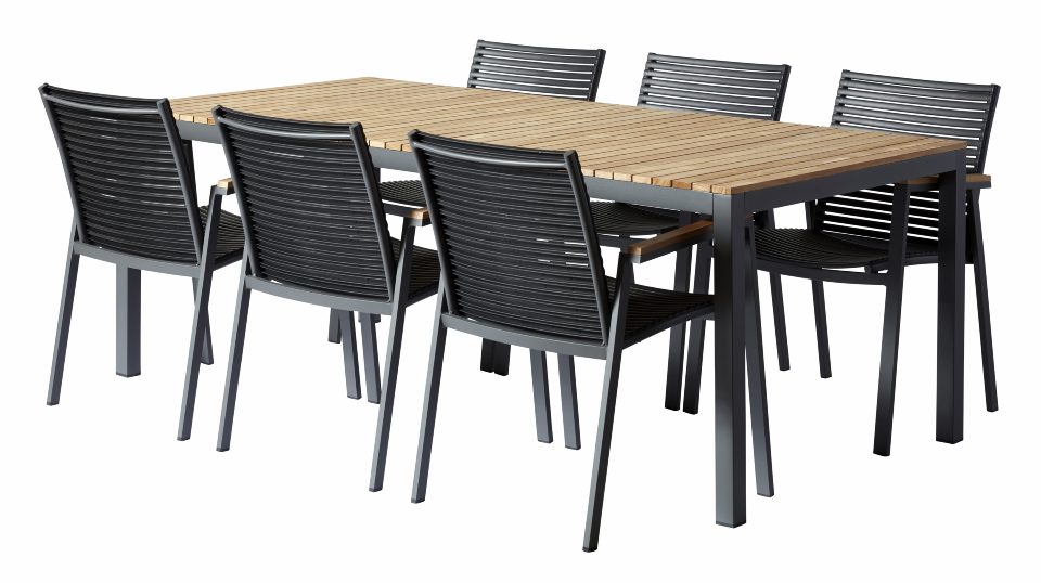 Cinas Mood Extreme Havebord i Aluminium og Teak - Antracit