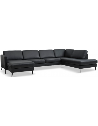Luxliving U-sofa i sort læder – Elegant til stuen
