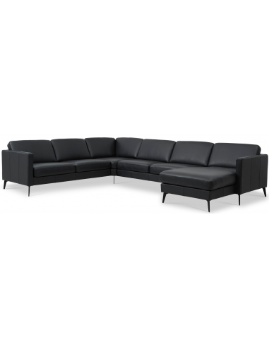 Luxliving Askset U-sofa i sort læder – Elegant komfort