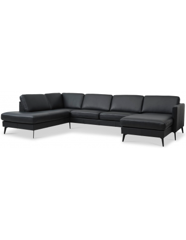 Luxliving Venstrevendt Sofa i Sort Læder – Stilfuld Elegance