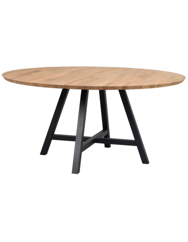 Carradale Rundt Spisebord i Sort Metal og Egetræ