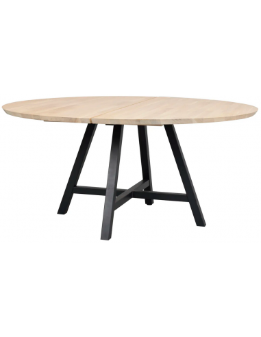 Stort rundt Carradale spisebord i metal og egetræ på tilbud!