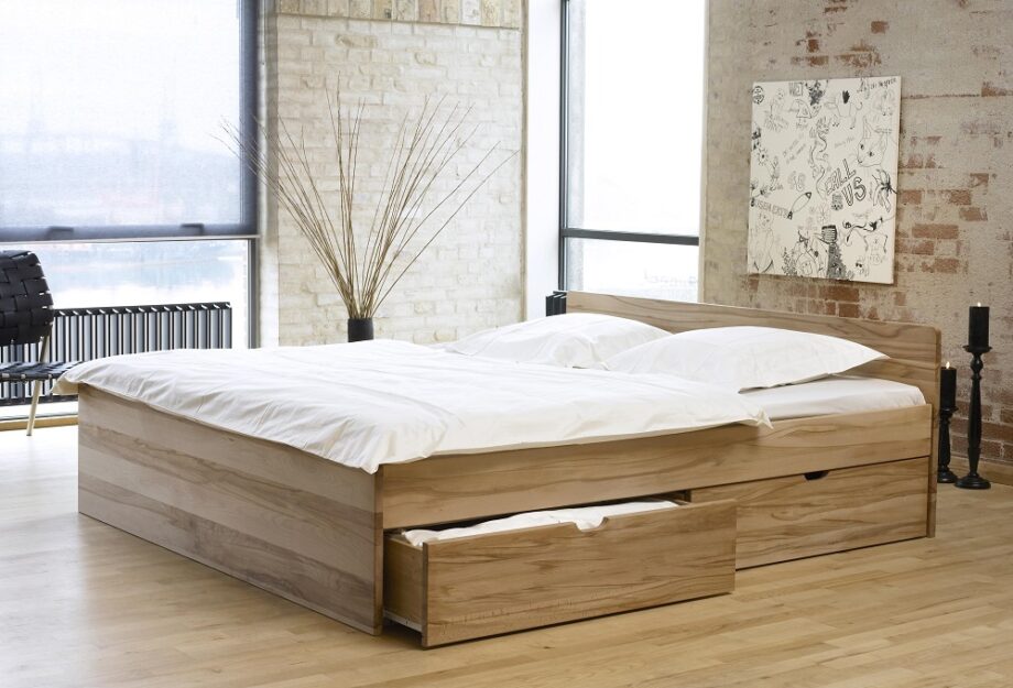 Hvid Hms Messina Dobbeltseng med Skuffer – Minimalistisk Stil
