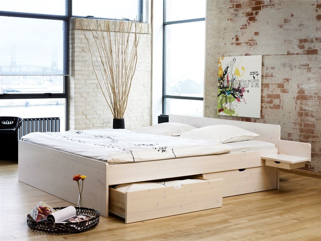 Elegant Hvid Messina Skuffeseng med Opbevaring til Soveværelset