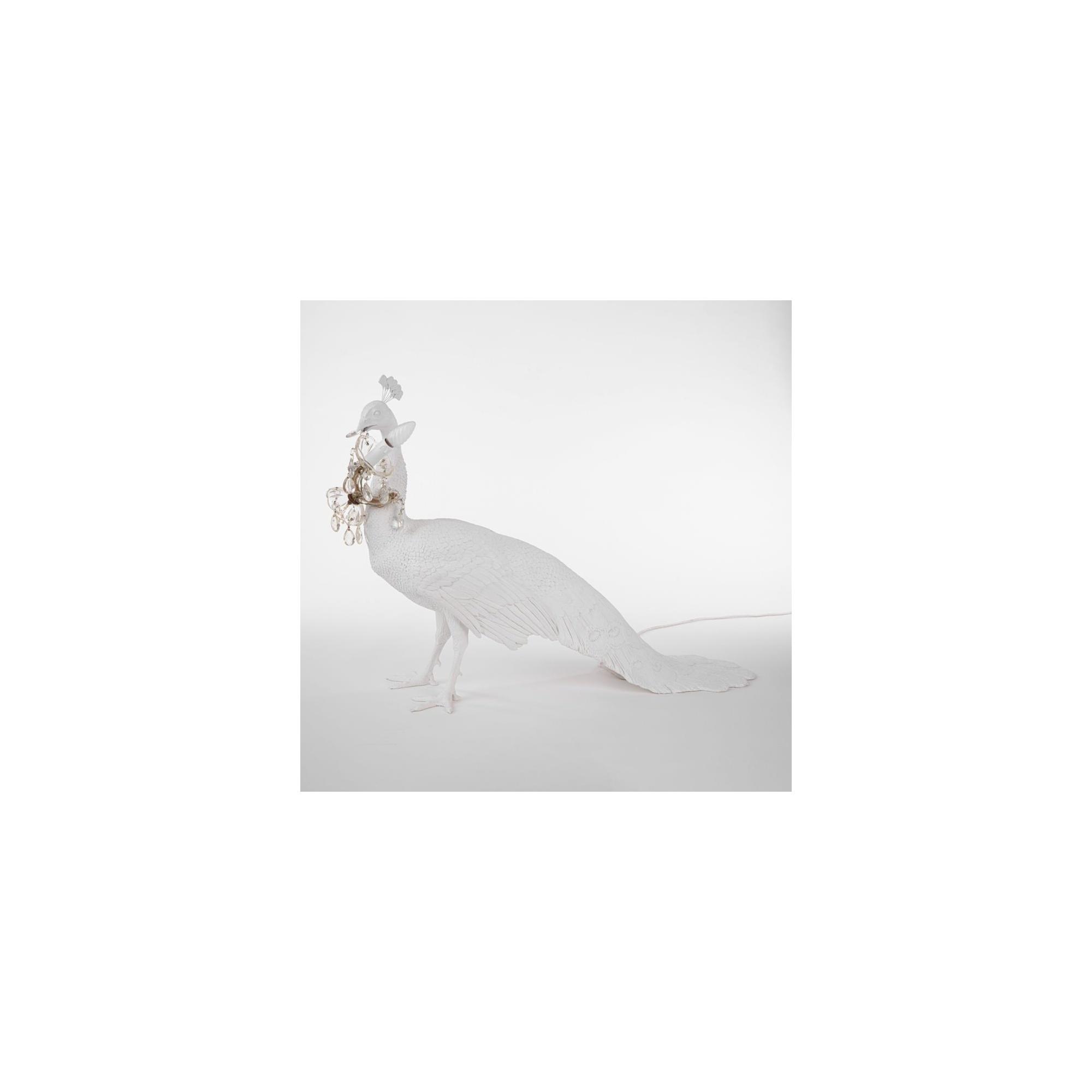 Hvid Seletti Peacock Bordlampe – Eksotisk Elegance Tilbud!