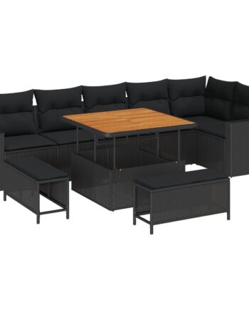Stilfuldt Sort Have Sofa Sæt med Puder til Uderum
