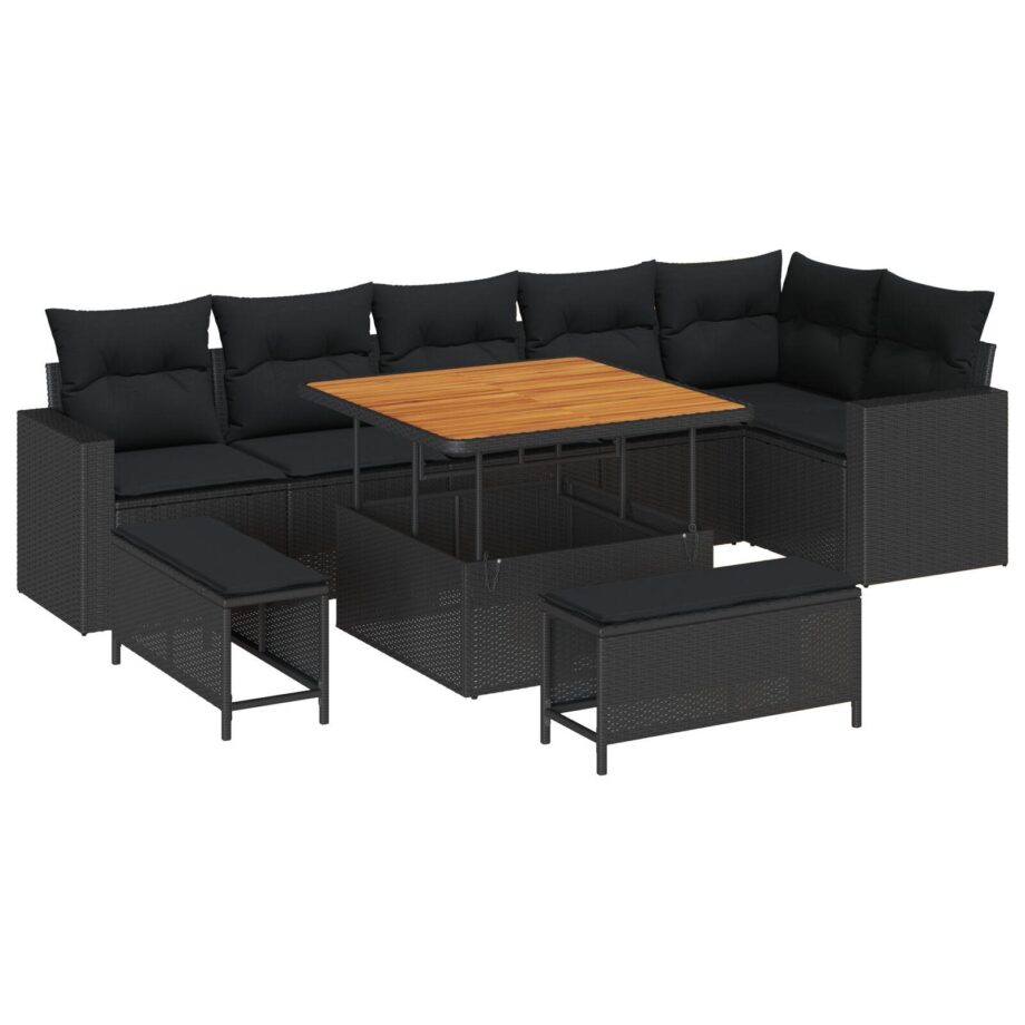 Elegant Sort Have Sofa Sæt med Puder til Uderum
