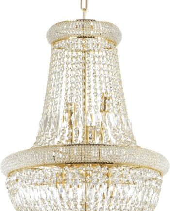 Messing Pendel Lampe med Krystaller - Ideal Lux Dubai Ø52 H98