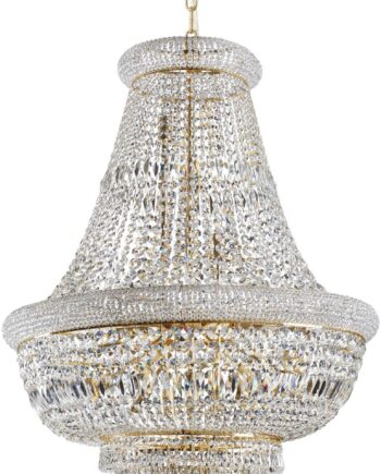 Imponerende Messing Pendel Lampe med Krystaldetaljer