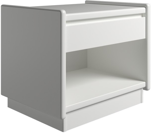 Hvid Krone Bredt Lakeret Sengebord Med Skuffe Rum Dansk Produceret Dybde Sokkel - Luxliving