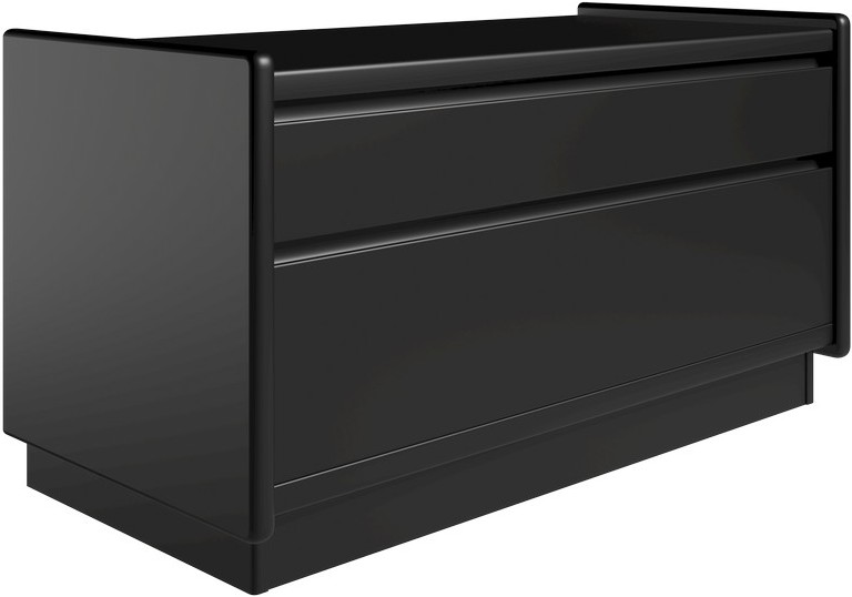 Sort Krone Sengebord Lakeret Bred Med Skuffer Dansk Produceret Dybde Sokkel - Luxliving