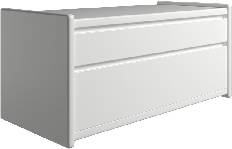 Hvid Krone Sengebord Lakeret Bred Med Skuffer Dansk Produceret Dybde Vægophæng - Luxliving