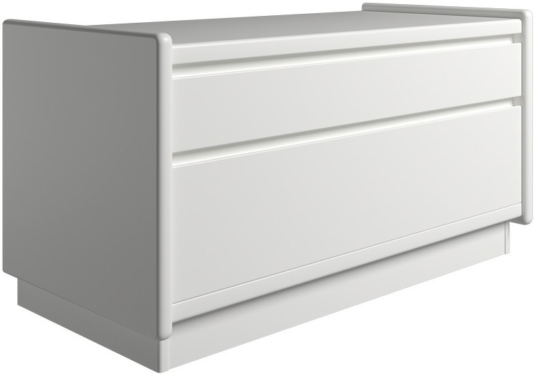 Hvid Krone Sengebord Lakeret Bred Med Skuffer Dansk Produceret Dybde Sokkel - Luxliving