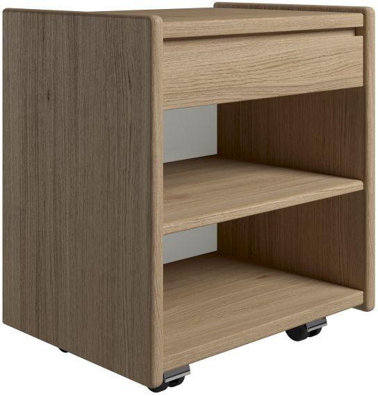 Krone Sengebord Bred Olieret Egefiner Med Skuffe Hylde Dansk Produceret Dybde Hjul - Luxliving