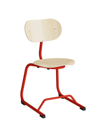 Stol Smile Birk Laminat Med Røde Ben - Sono Luxliving  - 7042424214246