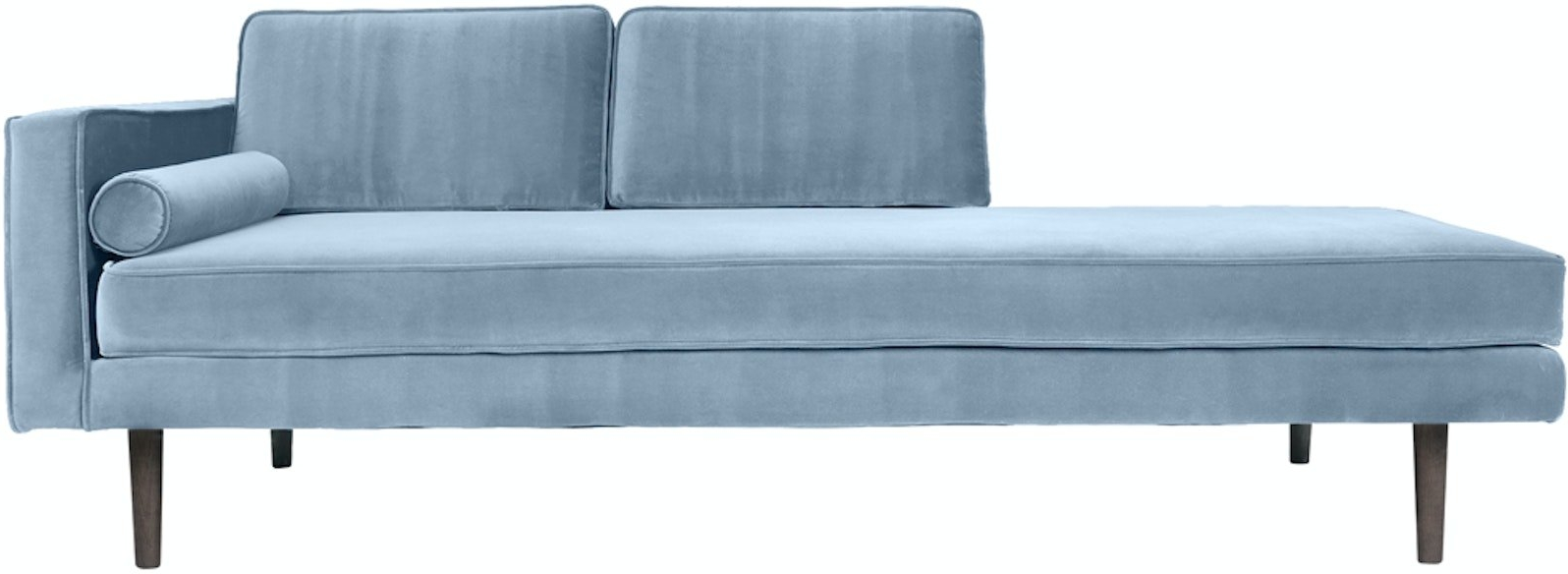 Blå Chaiselong Sofa Loungesofa Broste Copenhagen Wind Velour 200x88x74 - Luxliving  - 5710688171132