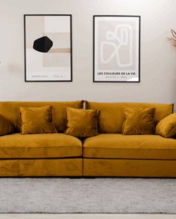 Chelsey Flydersofa Personers Sofa Gul Velour - Luxliving