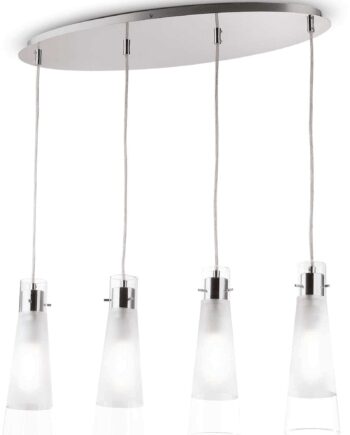 Gennemsigtig/Kr Pendel Lampe Ideal Lux Kuky Armet Højdejusterbar Med Glasskærme E27 Krom Finish - Ideal Lux Luxliving  - 8021696023038