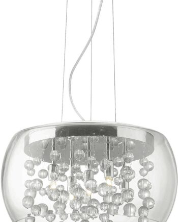 Gennemsigtig/Kr Pendel Lampe Ideal Lux Audi Krom Klar Røget Glas Ø400 Justerbar Højde 260 2350 - Ideal Lux Luxliving  - 8021696031743
