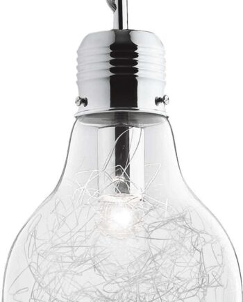 Gennemsigtig/Kr Pendel Lampe Ideal Lux Luce Max Metal Glas E27 Ø22 Justrbar Højde 254 Klar Kromfarvet - Ideal Lux Luxliving  - 8021696033679