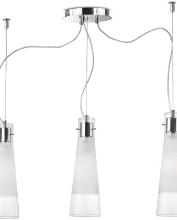 Gennemsigtig/Kr Ideal Lux Pendel Lampe Kuky Krom Med Frostet Eller Klart Glasskærm Justerbar Højde 440 1300 E27 Ip20 - Ideal Lux Luxliving  - 8021696033952