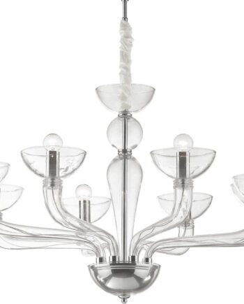 Gennemsigtig/Kr Pendel Lampe Ideal Lux Casanova Håndlavet Blæst Glas Med Kromdetaljer Ø88 Justerbar Højde Indendørs Belysning - Ideal Lux Luxliving  - 8021696044255