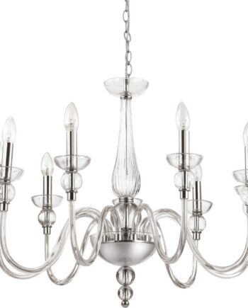 Gennemsigtig/Kr Pendel Lampe Ideal Lux Doge 9xe14 Ø75 Justerbar Højde 155 Glas Krom - Ideal Lux Luxliving  - 8021696044453