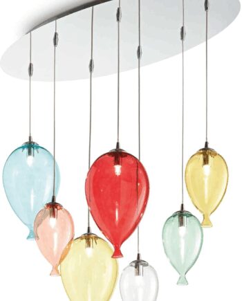 Flerfarvet/Krom Pendel Lampe Ideal Lux Clown Flerfarvet Krom L80 H40 135 B30 - Ideal Lux Luxliving  - 8021696100937