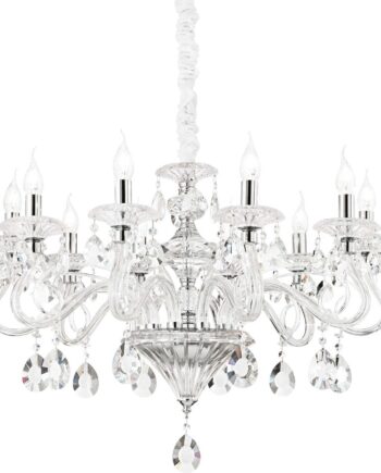 Gennemsigtig/Kr Pendel Lampe Ideal Lux Negresco Krystal Ø85 Glas Krom - Ideal Lux Luxliving  - 8021696141060
