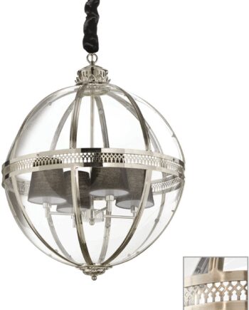 Brændt Pendel Lampe Ideal Lux World Ø61 Antik Messing Med Klart Glas Diffuser Justerbar Højde 110 155 - Ideal Lux Luxliving  - 8021696156330