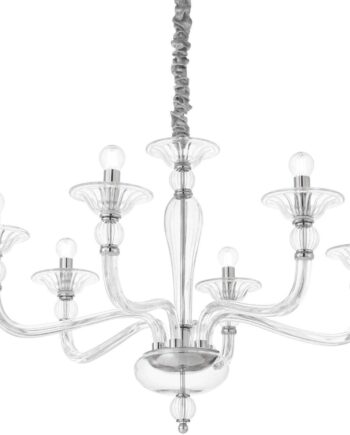 Gennemsigtig/Kr Pendel Lampe Ideal Lux Danieli Armet Glaspendel Ø85 Højdejusterbar 170 Gennemsigtig Krom - Ideal Lux Luxliving  - 8021696159959