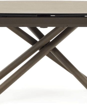 Brun Spisebord Med Udtræk Kave Home Yodalia Porcelænsbordplade Pulverlakerede Stålben 130x100 - Kave Home Luxliving  - 8433840768175