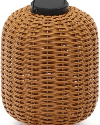 Brun Bordlampe Kave Home Saranella Bærbar Led Lampe Syntetisk Rattan Genopladelig Usb Med Lysniveauer Indendørs Udendørs - Kave Home Luxliving  - 8433840834801
