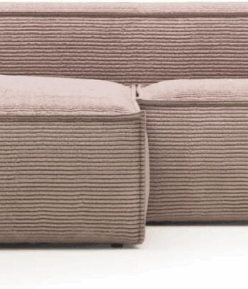 Pink Chaiselong Sofa Venstrevendt Kave Home Blok Fløjl Vintage Nordisk 240x174cm - Kave Home Luxliving  - 8433840570075