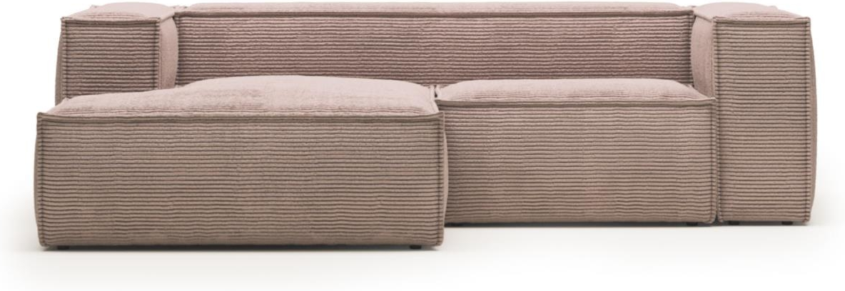 Pink Chaiselong Sofa Venstrevendt Kave Home Blok Fløjl Vintage Nordisk 240x174cm - Kave Home Luxliving  - 8433840570075
