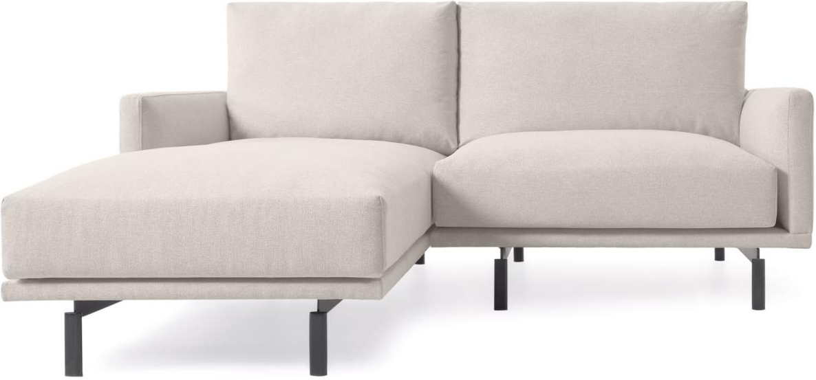 Beige Personers Chaiselong Sofa Kave Home Galene Nordisk Inspireret Polstret Stof Med Sorte Metalben Pletbestandigt Aftageligt Betræk - Kave Home Luxliving - 8433840729169