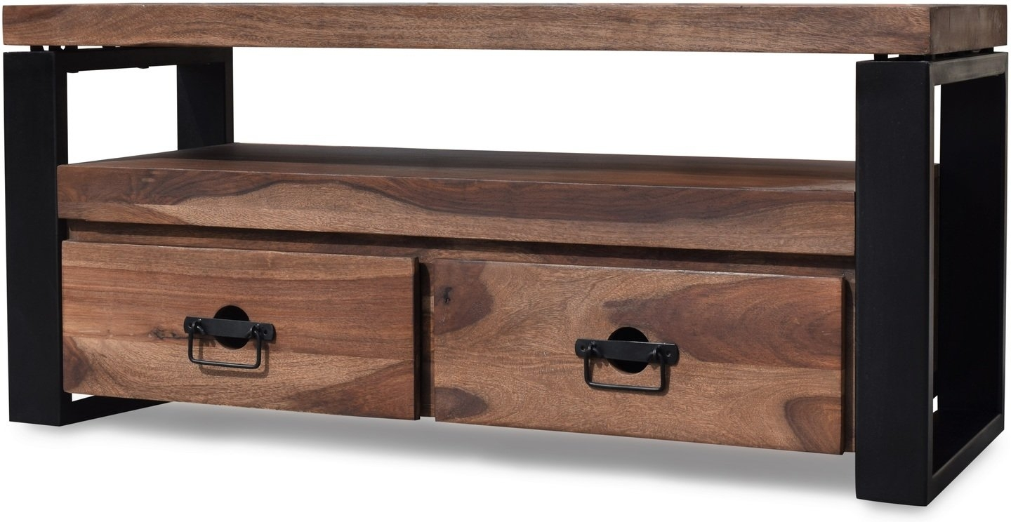 Mørk Natur/Sort Bord Obuzi Hayfay Med Skuffe Massivt Rosentræ Jern 110x40x50 Mørk Natur - Obuzi Luxliving