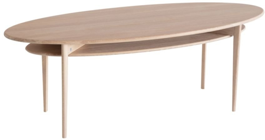 Hvid Sofabord Kaffebord Oscarssons Mbel Celia Olieret Massivt Egetræ L120 B50 H50 Med Hylde - Luxliving - 7331839032089