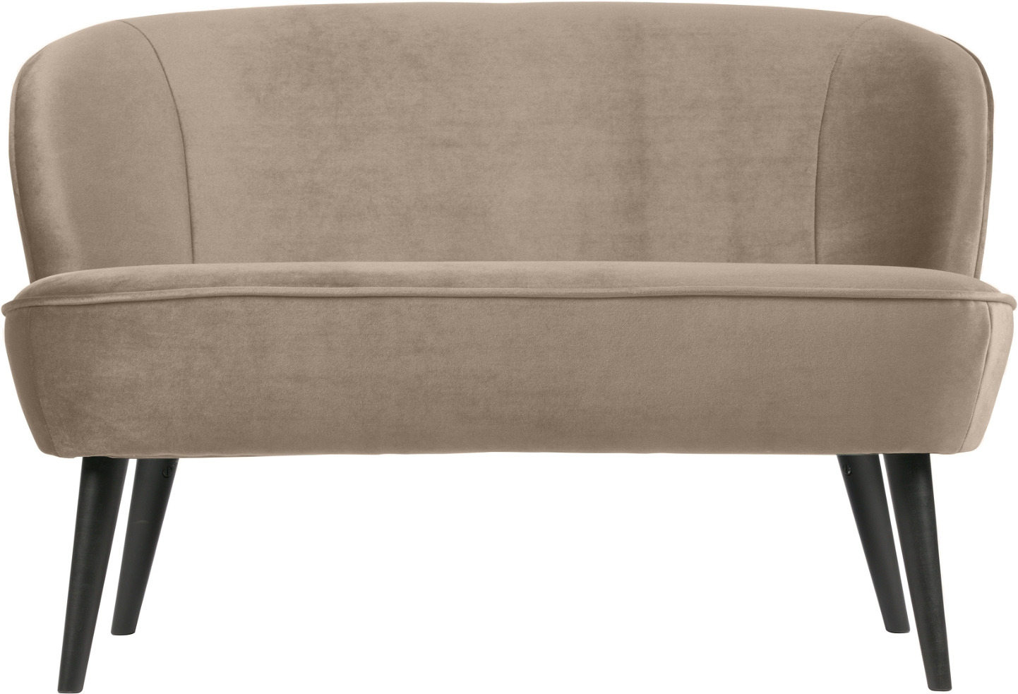 Beige Woood Sara Personers Sofa Fløjlsstof Høje Sorte Ben Fsc Træ 110x72x73 - Woood Luxliving - 8714713170180