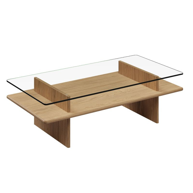 Woud Aflangt Sofabord Egetræ Glas 120x60x35 - Woud Luxliving