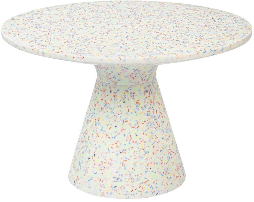 Hvid Sofabord Loungebord Zuiver Victoria Multifarvet Terrazzo Ø50 H32 Offwhite Indendørs Udendørs - Zuiver Luxliving - 8718548066427