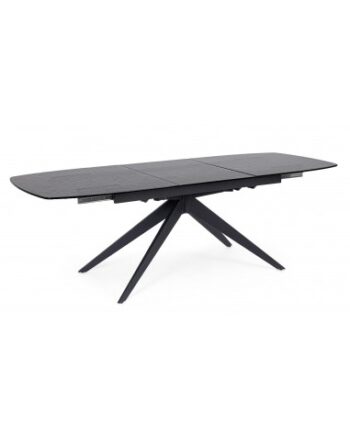Anja Spisebord Med Udtræk Stål Glas 180 240 Sort Sortnet - Luxliving