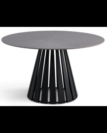 Arctica Rundt Spisebord Metal Keramik Ø130 Sort Grå Marmoriseret - Luxliving