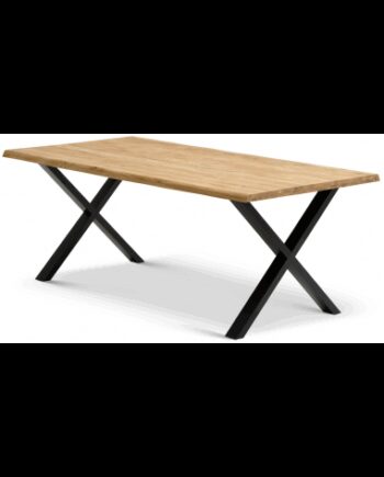 Atlantic Spisebord Metal Massivt Egetræ 200 Sort Olieret - Luxliving