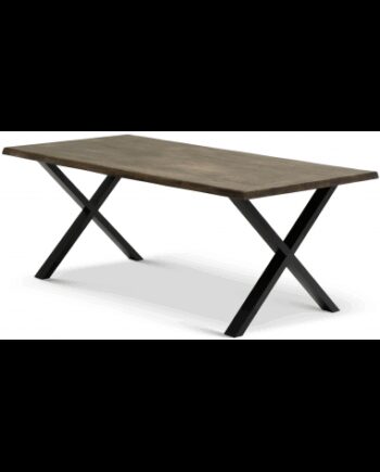 Atlantic Spisebord Metal Massivt Egetræ 200 Sort Røget - Luxliving