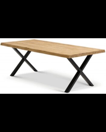 Atlantic Spisebord Metal Massivt Egetræ 220 100 Sort Olieret - Luxliving