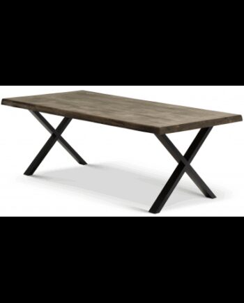 Atlantic Spisebord Metal Massivt Egetræ 220 100 Sort Røget - Luxliving