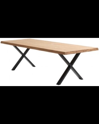 Atlantic Spisebord Metal Massivt Egetræ 260 100 Sort Olieret - Luxliving