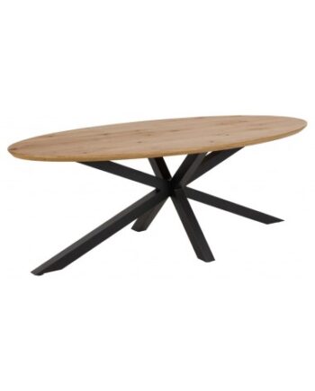 Aven Ovalt Spisebord Stål Egetræsfinr H75 B220 D100 Sort Olieret Vild - Luxliving