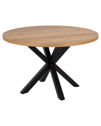 Aven Rundt Spisebord Stål Egetræsfinr H76 Ø120 Sort Olieret Vild - Luxliving